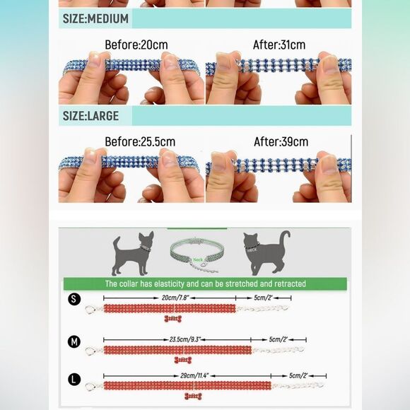 NWT Pet fancy Dog Collar Necklace with Rhinestone bling paw 🐾 size Medium - Picture 3 of 5